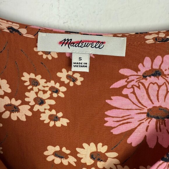 Madewell Novel Tie-Front Top in Hillside Daisies Burnt Clay Size Small S - Picture 6 of 12